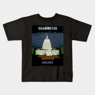 Washington - American Airlines - Vintage Travel Kids T-Shirt